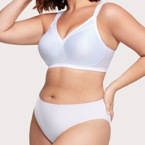 Glamorise MagicLift Seamless Support T-Shirt Bra White size 44D Wide Strap